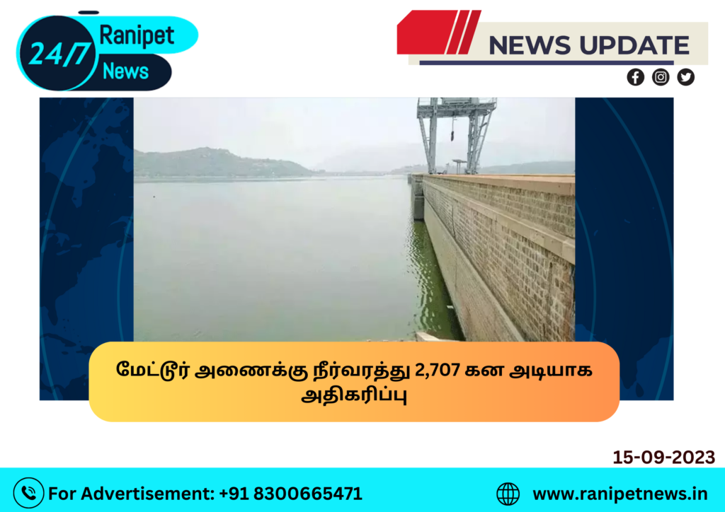 Increase in flow to Mettur dam to 2,707 cubic feet